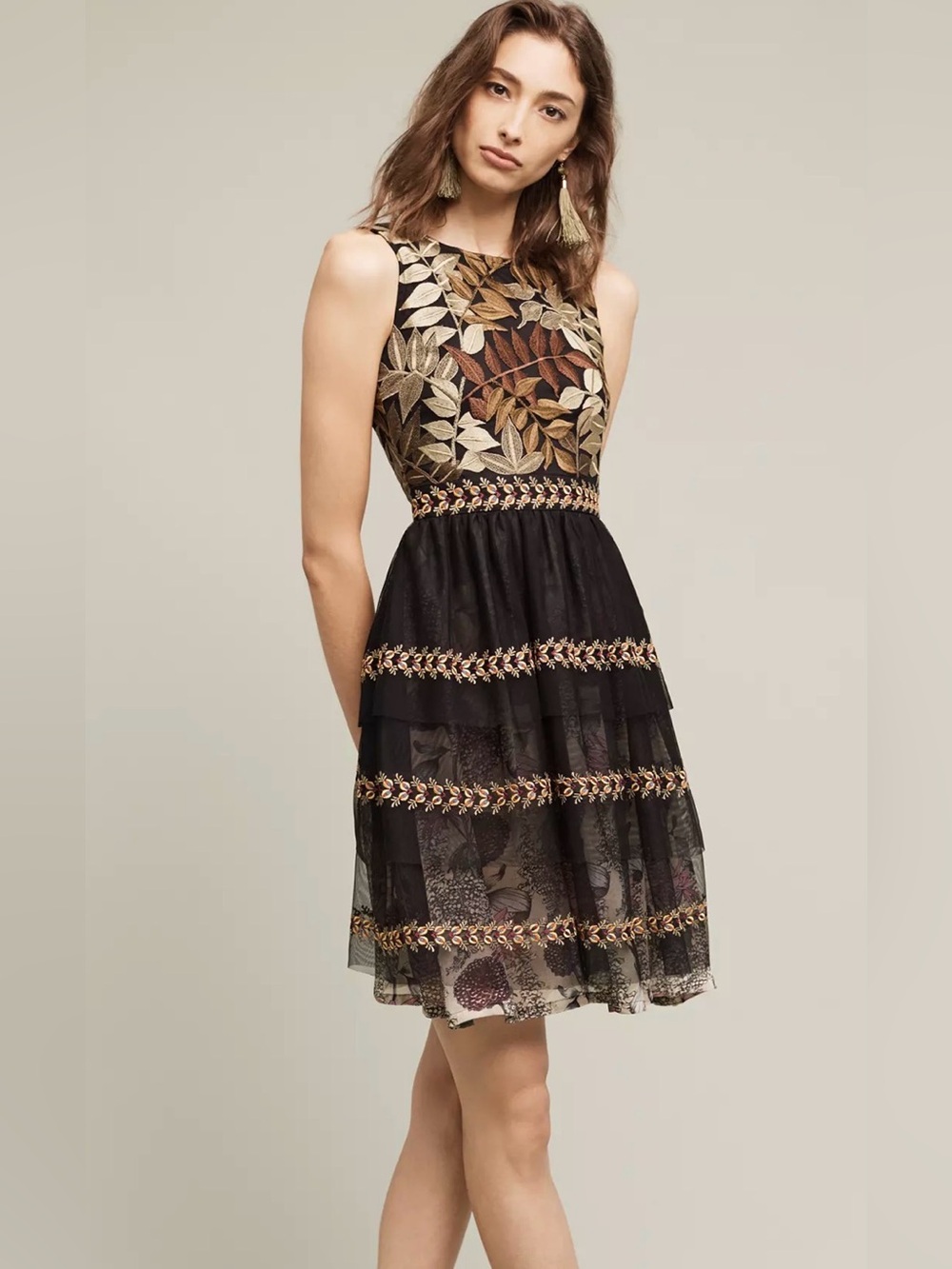 Anthropologie Varun Bahl Embroidered Vigne Dress